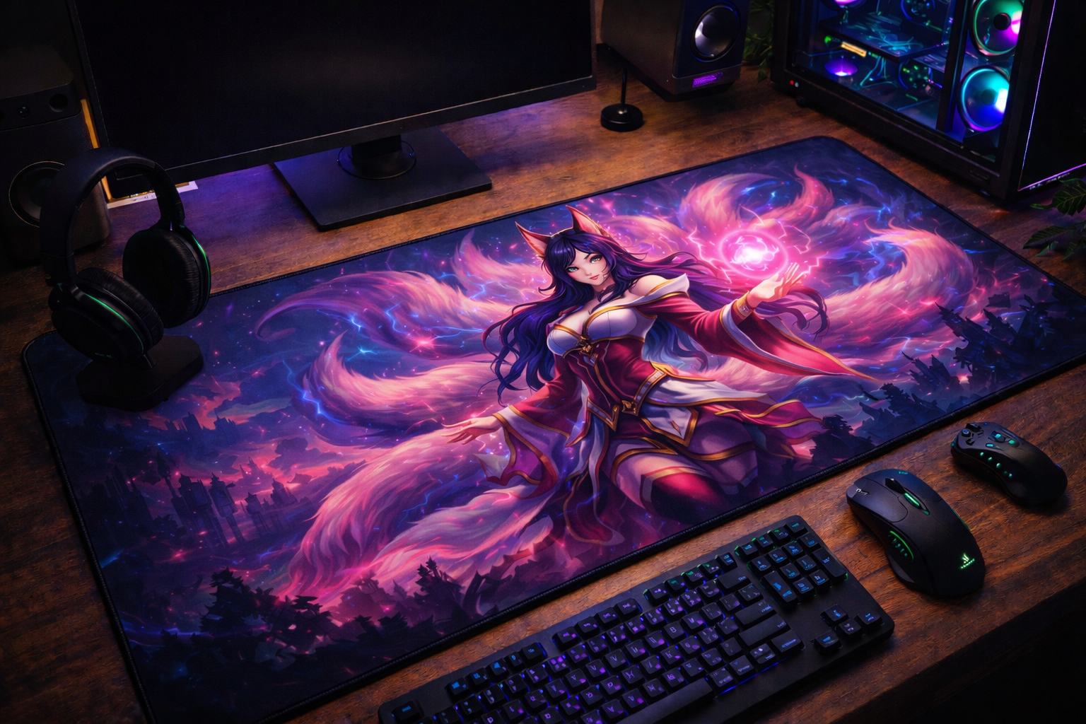 Ahri Gaming Mouse Pad, Gifts for League of Legends fans, Gaming Desk Mat, LoL