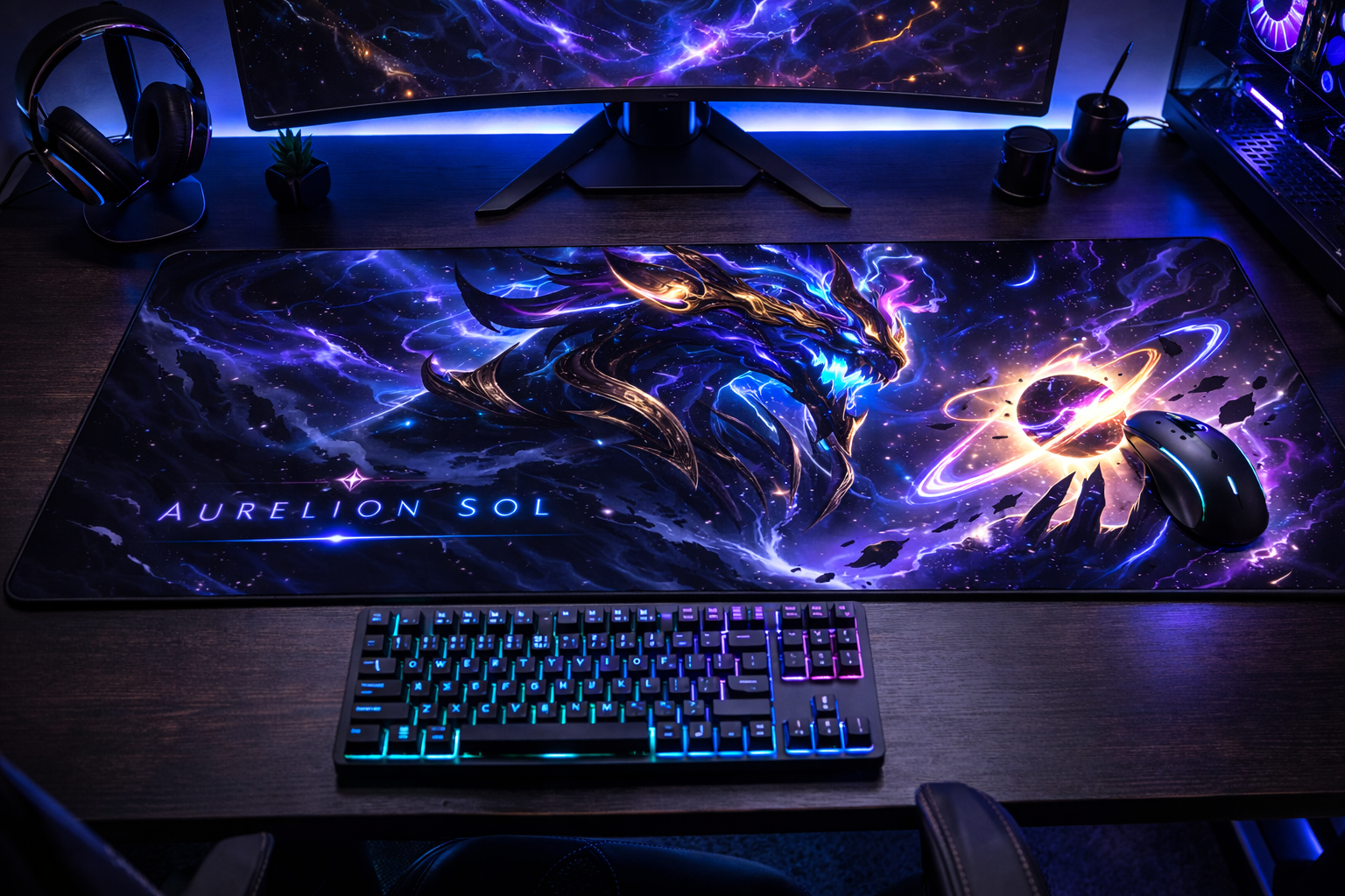 Aurelion Sol Gaming Mouse Pad, Gifts for League of Legends fans, Gaming Desk Mat, LoL