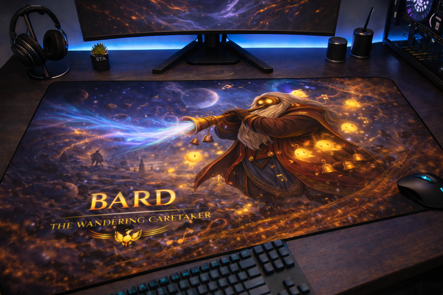 Bard - the mysterious universe, Gaming Mouse Pad, Gifts for League of Legends fans, Gaming Desk Mat, LoL