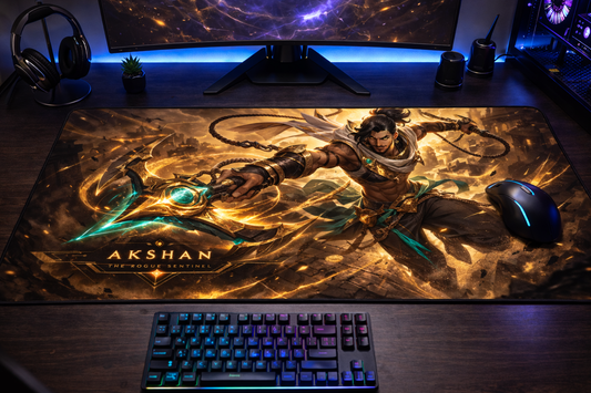 Akshan Gaming Mouse Pad, Gifts for League of Legends fans, Gaming Desk Mat, LoL