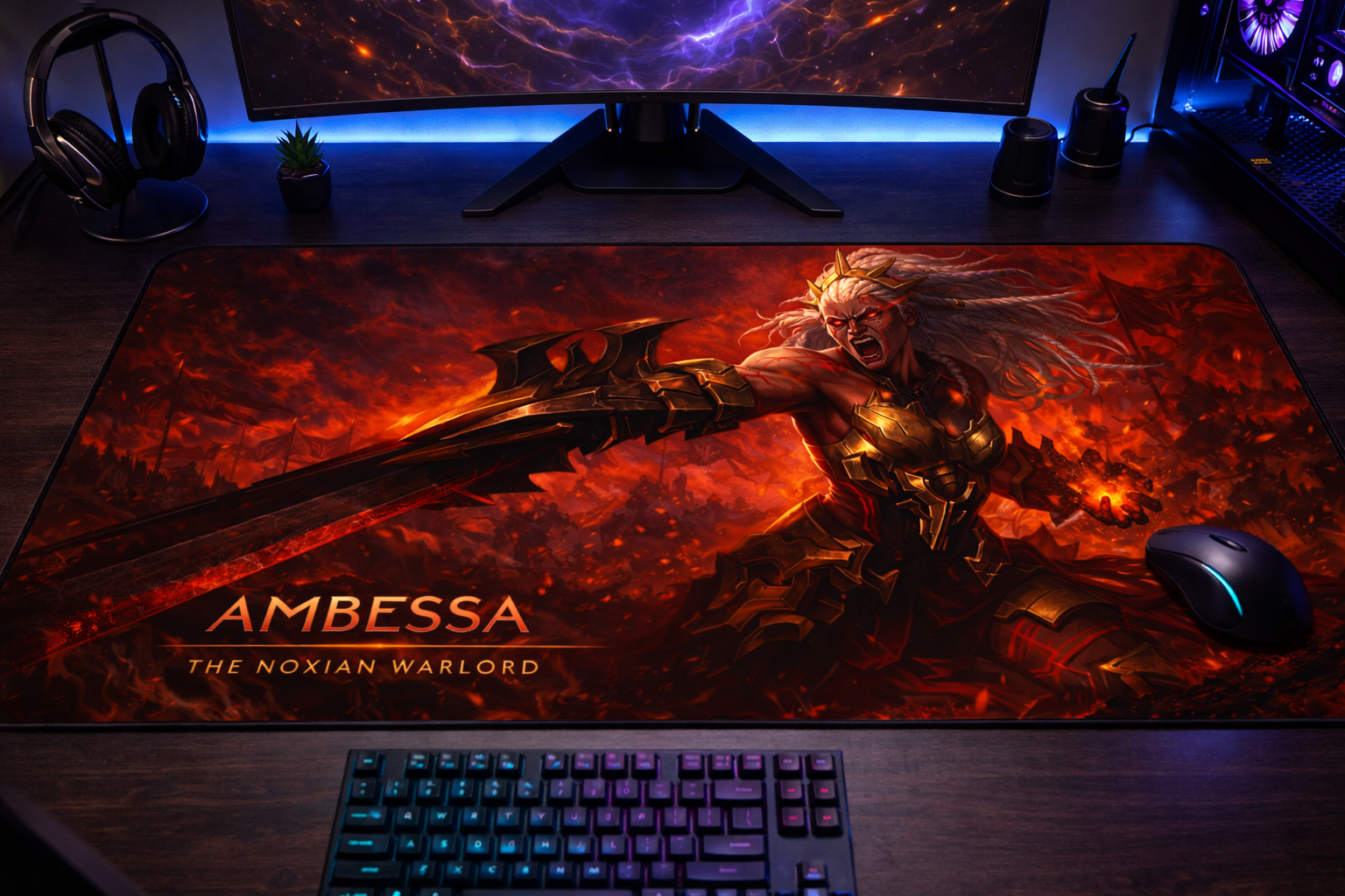 Ambessa Gaming Mouse Pad, Gifts for League of Legends fans, Gaming Desk Mat, LoL