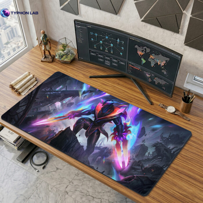 Empyrean Zed Voidlight Blades Neon Gaming Desk Mat