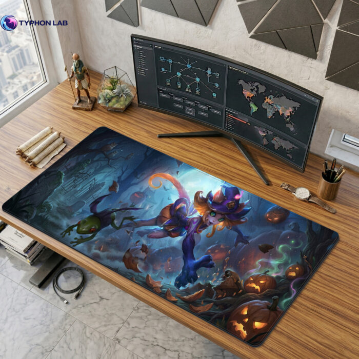 Bewitching Neeko Pumpkin Spell Gift Gamer Desk Mats