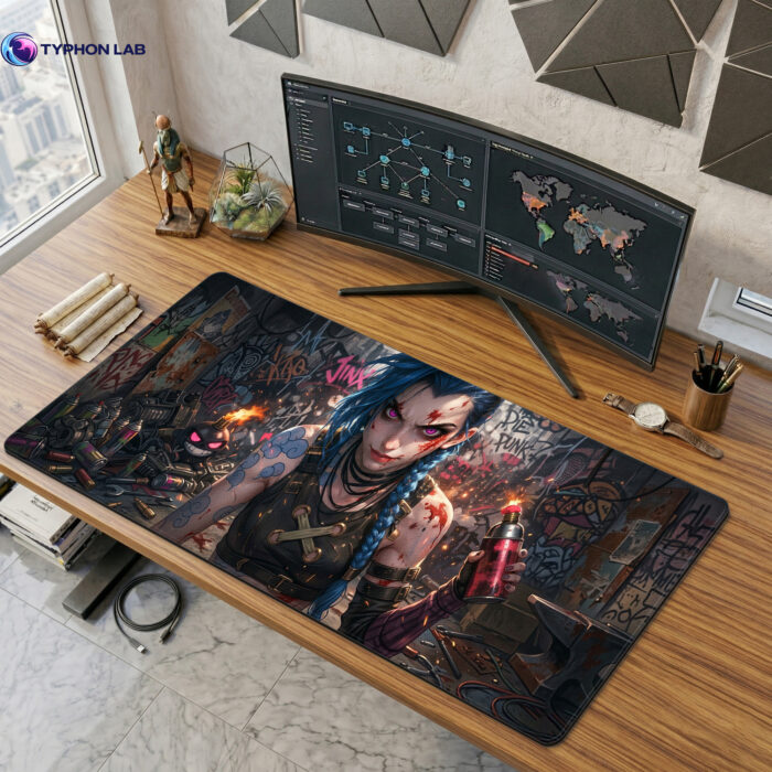 Jinx Street Chaos Mouse Pad, Graffiti Rebel Girl Desk Mat