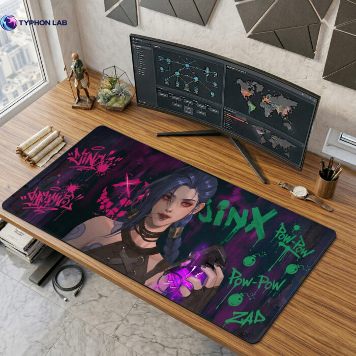 Jinx Punk Graffiti Gaming Mouse Pad – Girl Art Desk Mat