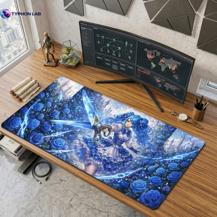 Gwen Blue Rose Desk Mat - Mouse Pad Large for PC Setup