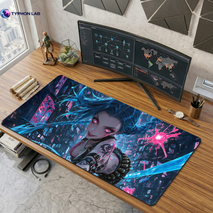 Jinx Neon Fantasy Desk Mat – League of Legends Mouse Pad