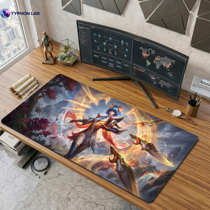 Irelia Gaming Desk Mat – Golden Blade Art