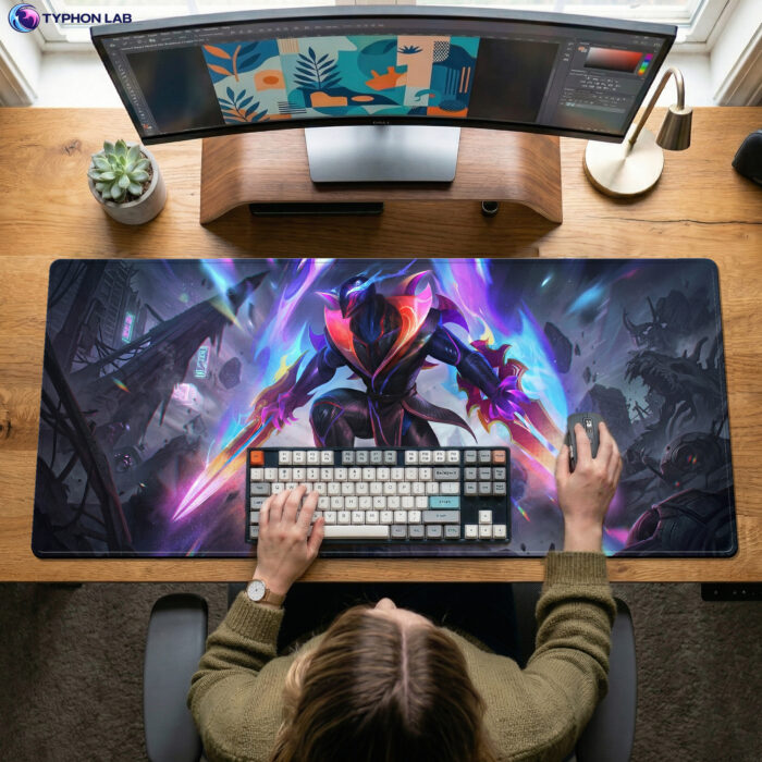 Alternative view of Empyrean Zed Voidlight Blades Neon Gaming Desk Mat