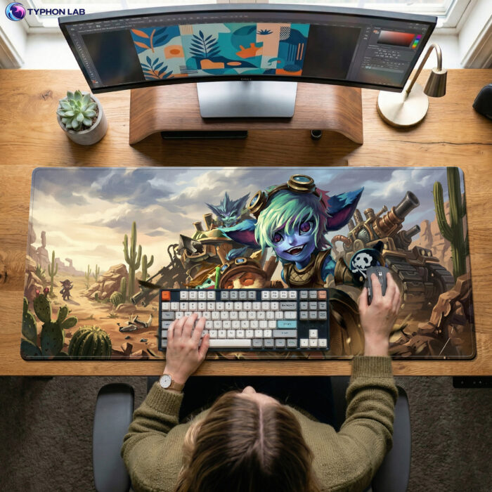 Alternative view of Tristana & Teemo Desert Mischief Desk Mat, Yordle Mouse Pad