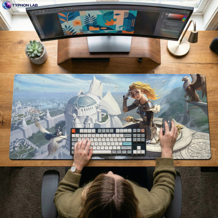 Alternative view of Lux Demacia Fantasy Art Gaming Desk Mat