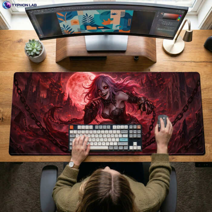 Alternative view of Briar Feral Demon Mouse Pad, Desk Mat PC