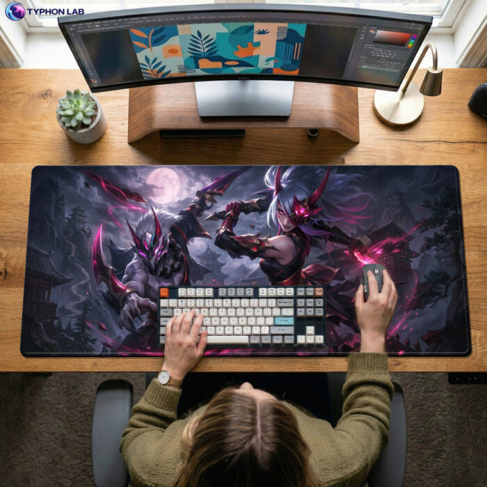 Alternative view of Master Yi Desk Mat - Blood Moon Gaming Mouse Pad for PC Setup