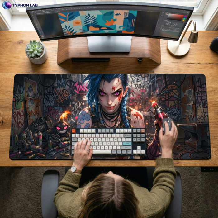 Alternative view of Jinx Street Chaos Mouse Pad, Graffiti Rebel Girl Desk Mat