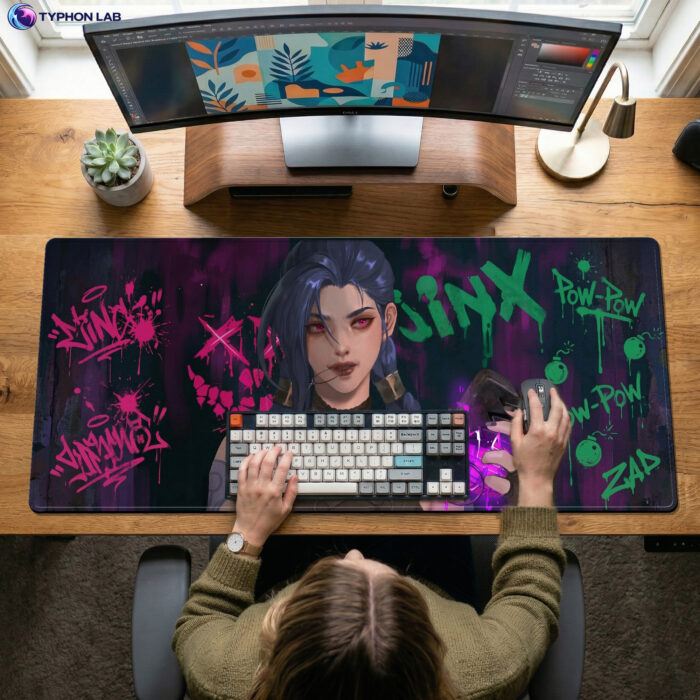 Alternative view of Jinx Punk Graffiti Gaming Mouse Pad – Girl Art Desk Mat