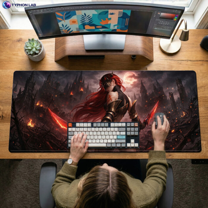 Alternative view of Katarina Dark Assassin Gaming Mouse Pad - Desk Mat, Non Slip Base