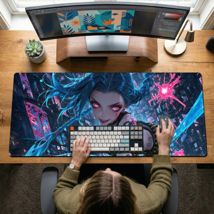 Alternative view of Jinx Neon Fantasy Desk Mat – League of Legends Mouse Pad