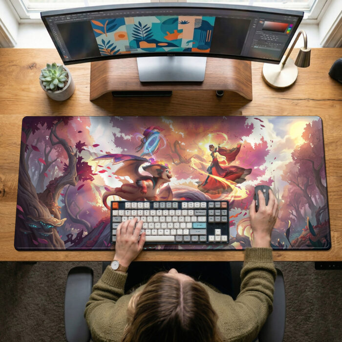 Alternative view of Smolder Mel Gaming Desk Mat – Enchanted Forest Artwork