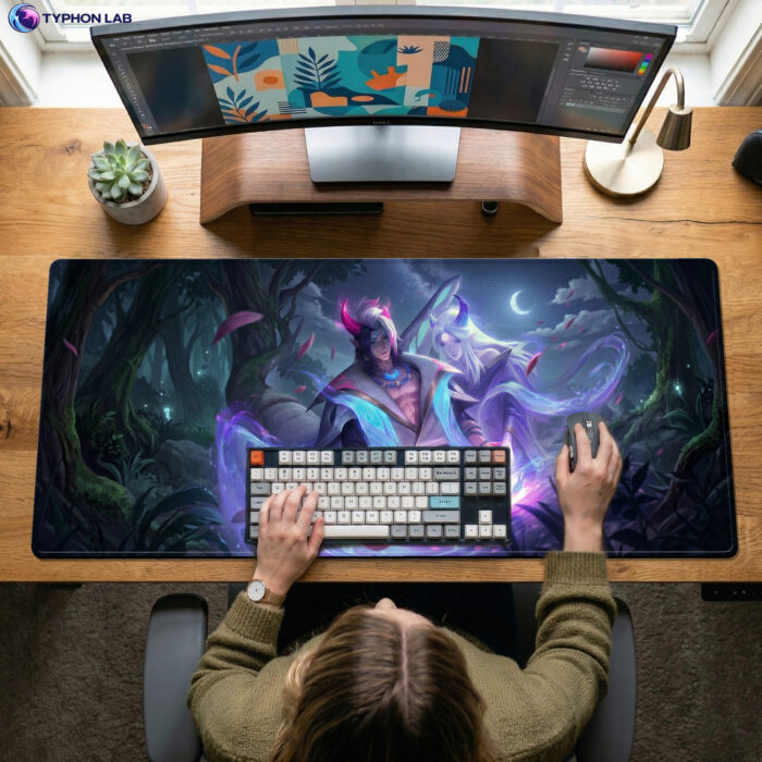 Alternative view of Aphelios Alune Extended Desk Mat – Dreamy Moonlight Mouse Pad