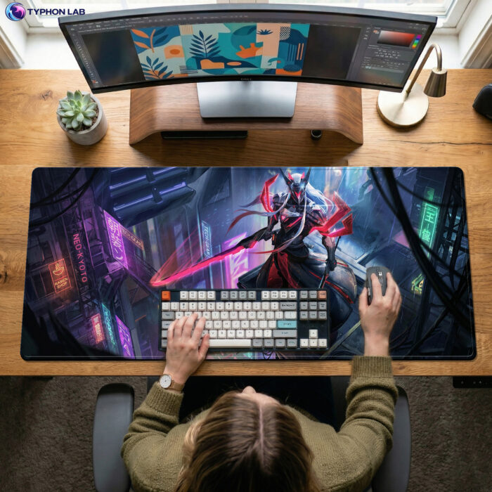 Alternative view of Yone Cyberpunk Desk Mat – Extended Gaming Desk Pad