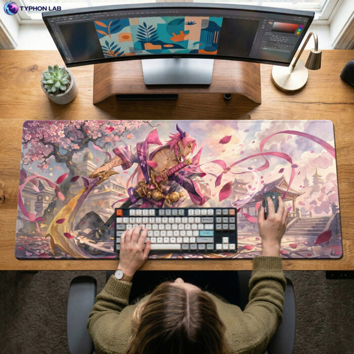 Alternative view of Yone Blossom Duelist Gaming Desk Mat